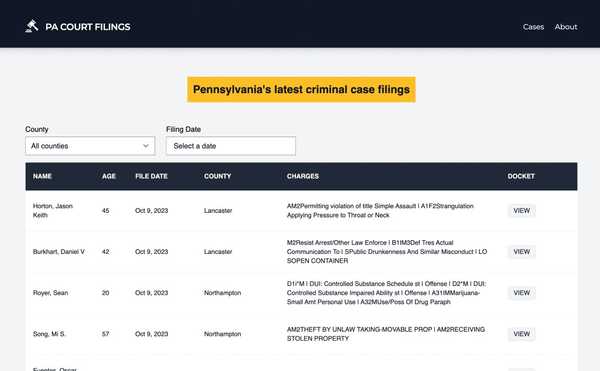thumbnail for Pa. Court Filings